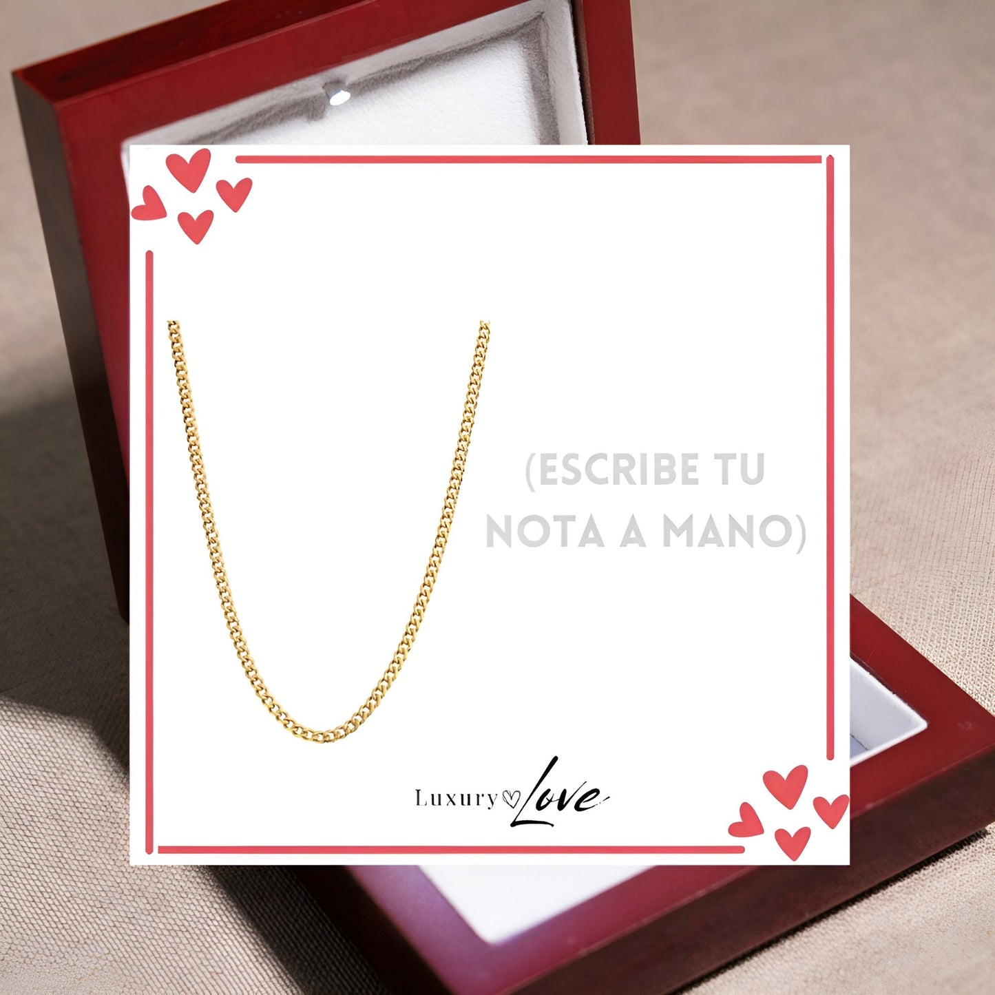 Collar Cuban Style® Dorado para mi Hombre (con carta dedicada y Caja con Luz)