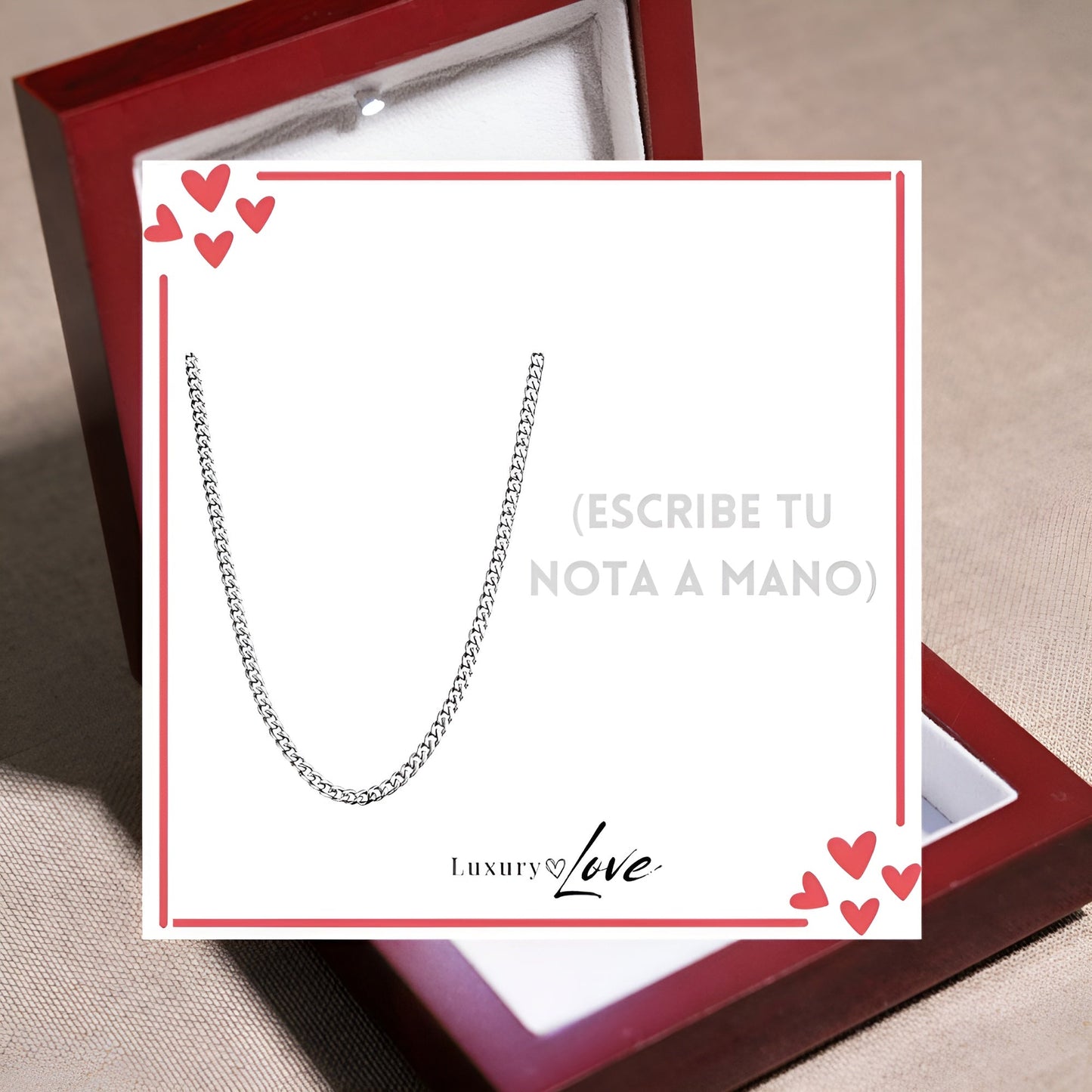 Collar Cuban Style® Plateado para mi Hijo (con carta dedicada y Caja con Luz)