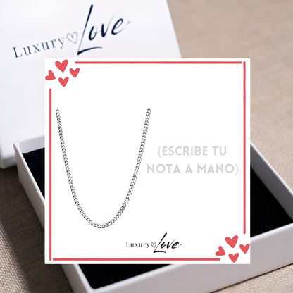 Collar Cuban Style® Plateado para mi Padre (con carta dedicada a escoger)