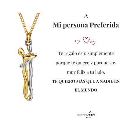 Collar Abrazo-Eterno® para mi Amor (con Nota especial y Caja de madera con luz)