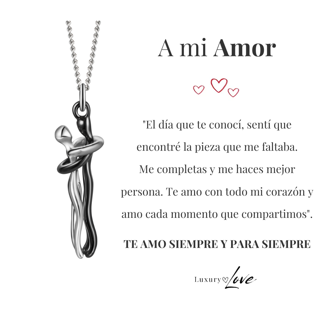 Collar Abrazo-Eterno® para mi Amor (con Nota especial y Caja de madera con luz)