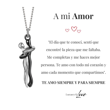 Collar Abrazo-Eterno® para mi Amor (con Nota especial y Caja de madera con luz)