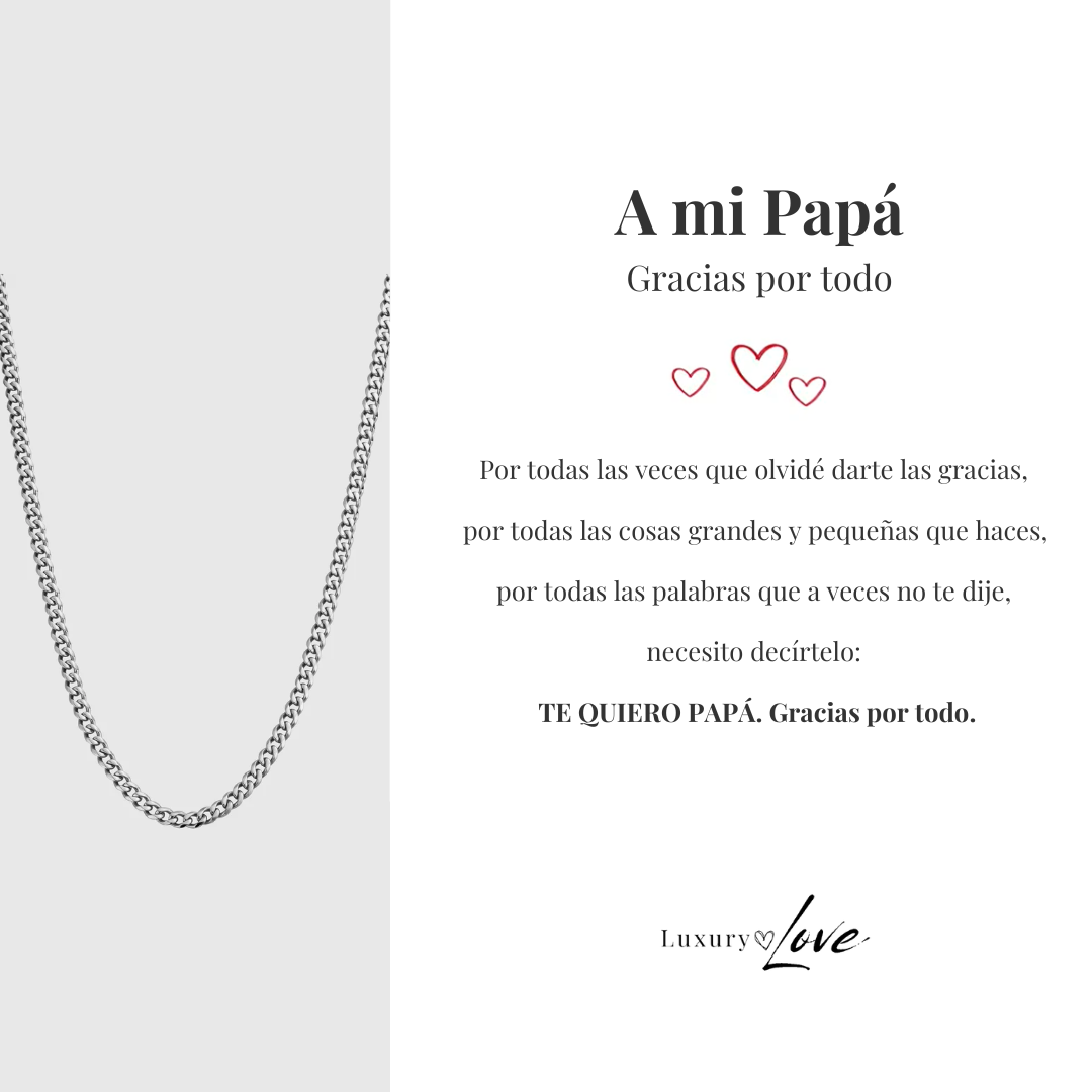 Collar Cuban Style® Plateado para mi Padre (con carta dedicada a escoger)