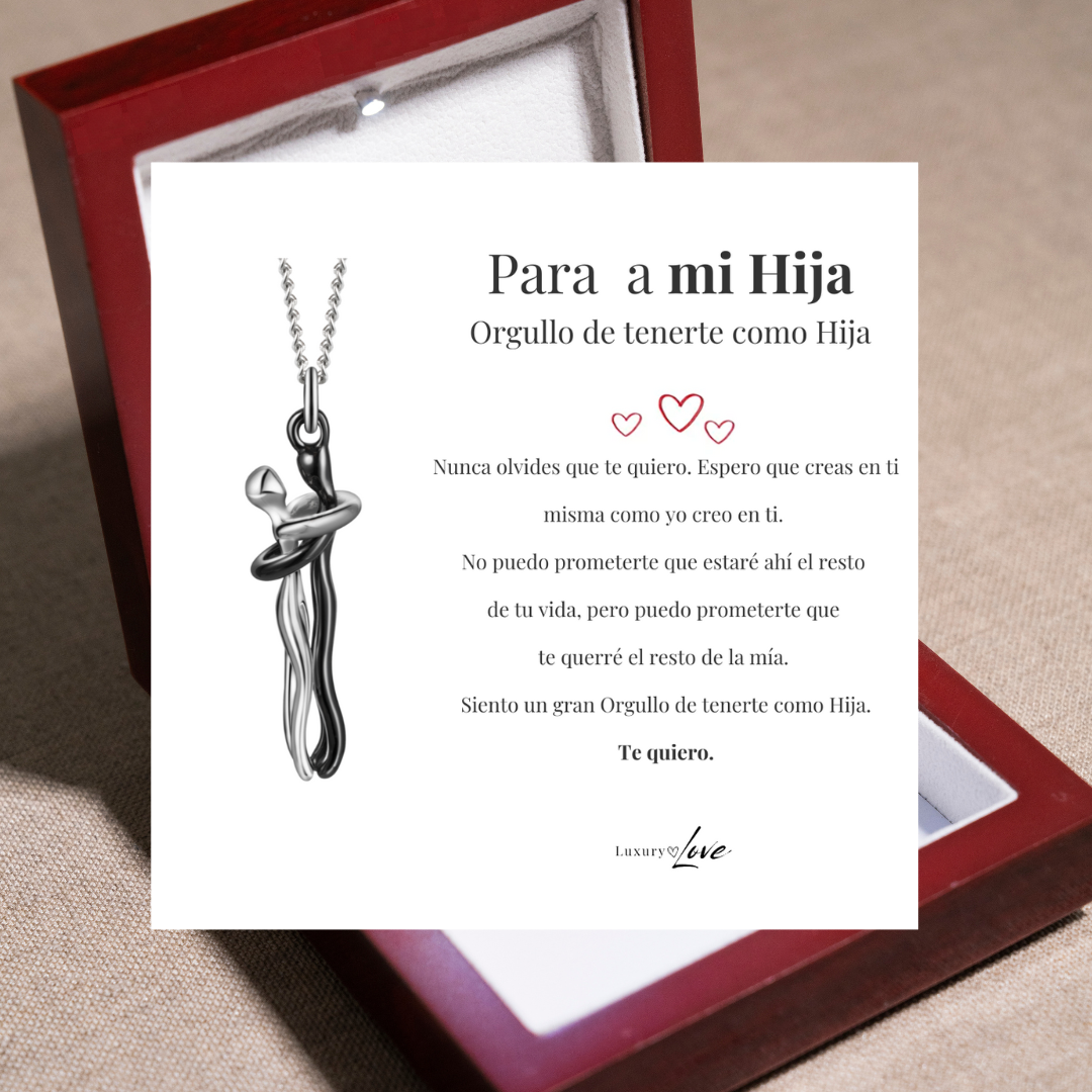 Collar Abrazo-Eterno®  para mi Hija (con Nota especial y Caja de madera con luz)