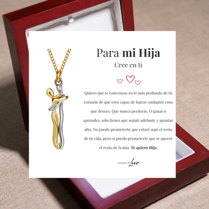 Collar Abrazo-Eterno®  para mi Hija (con Nota especial y Caja de madera con luz)