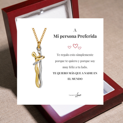 Collar Abrazo-Eterno® para mi Amor (con Nota especial y Caja de madera con luz)