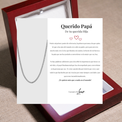 Collar Cuban Style® Plateado para mi Padre (con carta dedicada a escoger)
