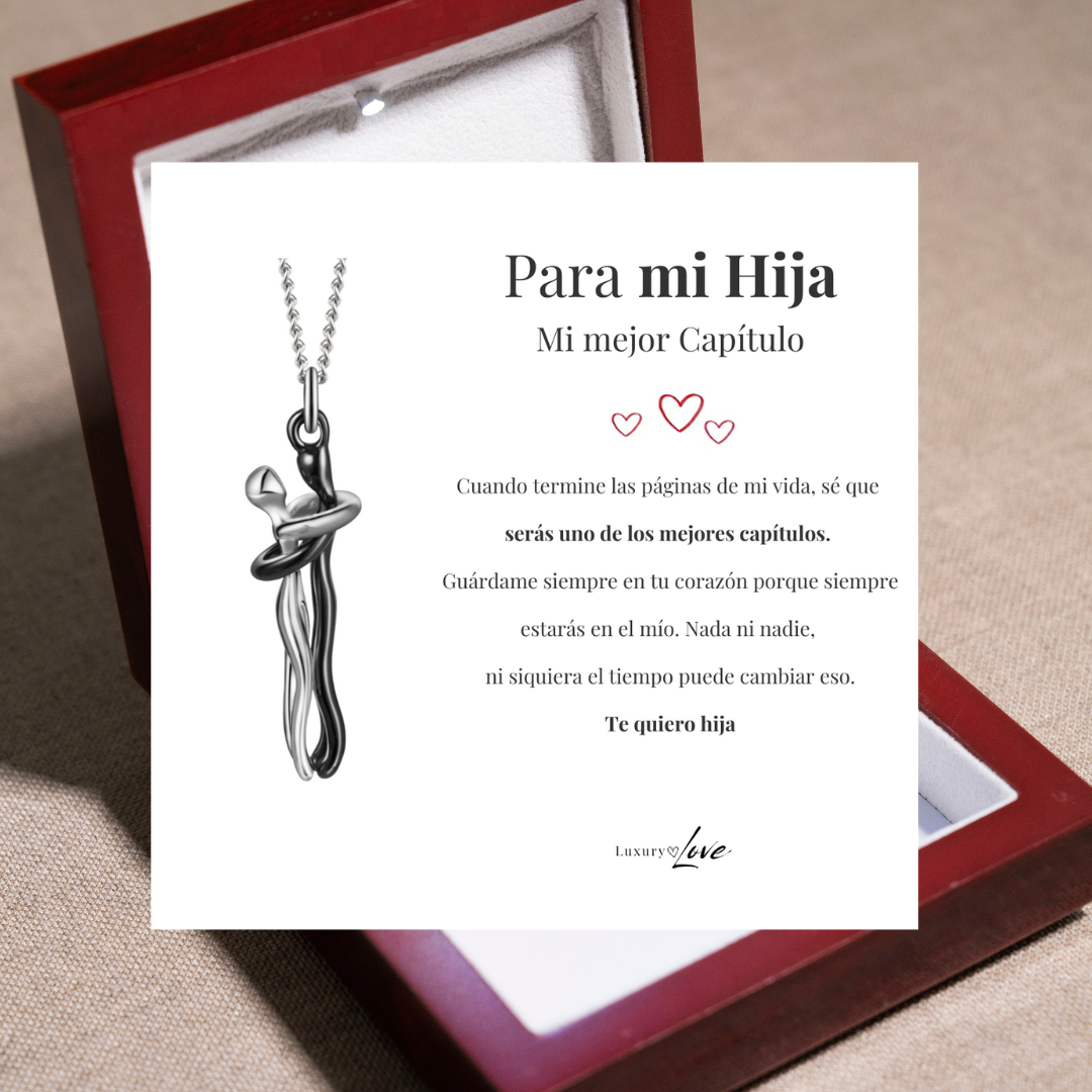 Collar Abrazo-Eterno®  para mi Hija (con Nota especial y Caja de madera con luz)