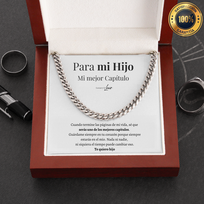 Collar Cuban Style® Plateado para mi Hijo (con carta dedicada y Caja con Luz)