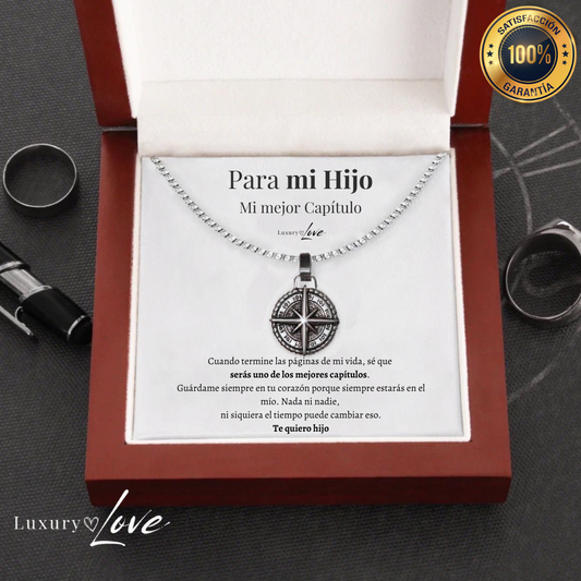 Collar Estrella del Norte® - Para mi Hijo (con nota dedicada y caja de madera con luz)